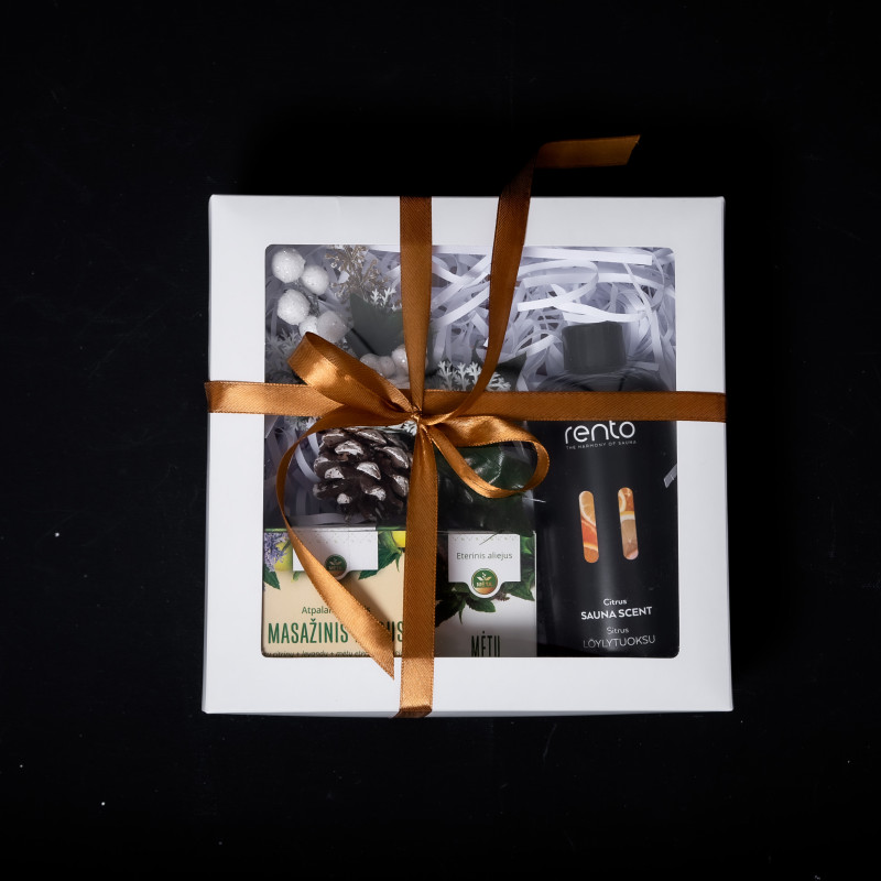 Dovanų rinkinys dovanų dėžutėje CITRINA. Medus, eterinis aliejus ir kvapioji esencija