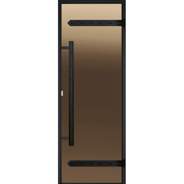 Stiklinės pirties durys HARVIA Legend, aliuminio rėmas 7x19, bronzinės