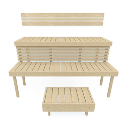 Modulinis pirties suolas STANDART, Drebulės mediena  Modulinis pirties suolas STANDART, Drebulės mediena
