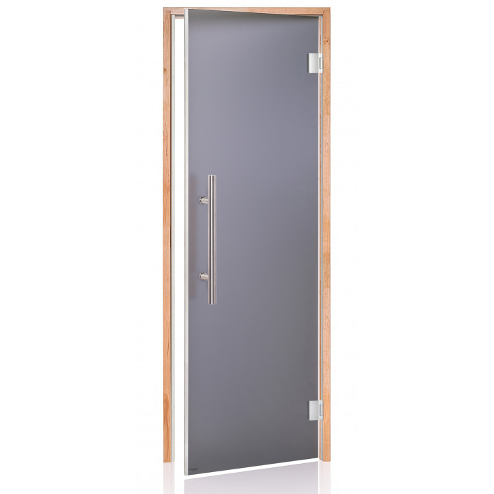 AD LUX stiklinės pirties durys, Matinis stiklas, 90 x 190, Juodalksnis, Matinė pilka
