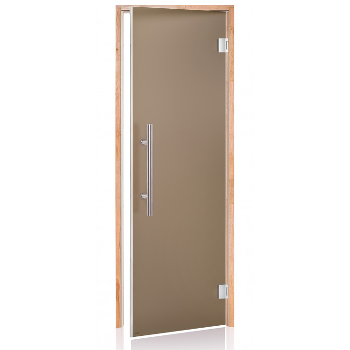 AD LUX stiklinės pirties durys, Matinis stiklas, 70 x 190, Juodalksnis, Matinė bronzinė