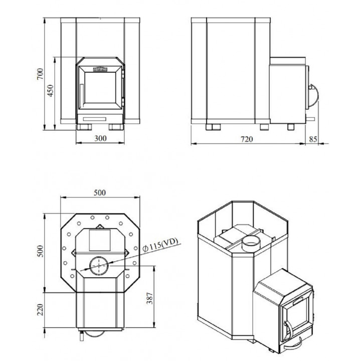 Malkinė pirties krosnelė - STOVEMAN 16-LS HEAVY