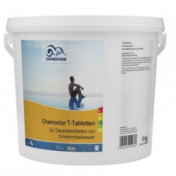 Lėto tirpimo chloras CHEMOCLOR T-Tabletės po 20 g, 5 kg