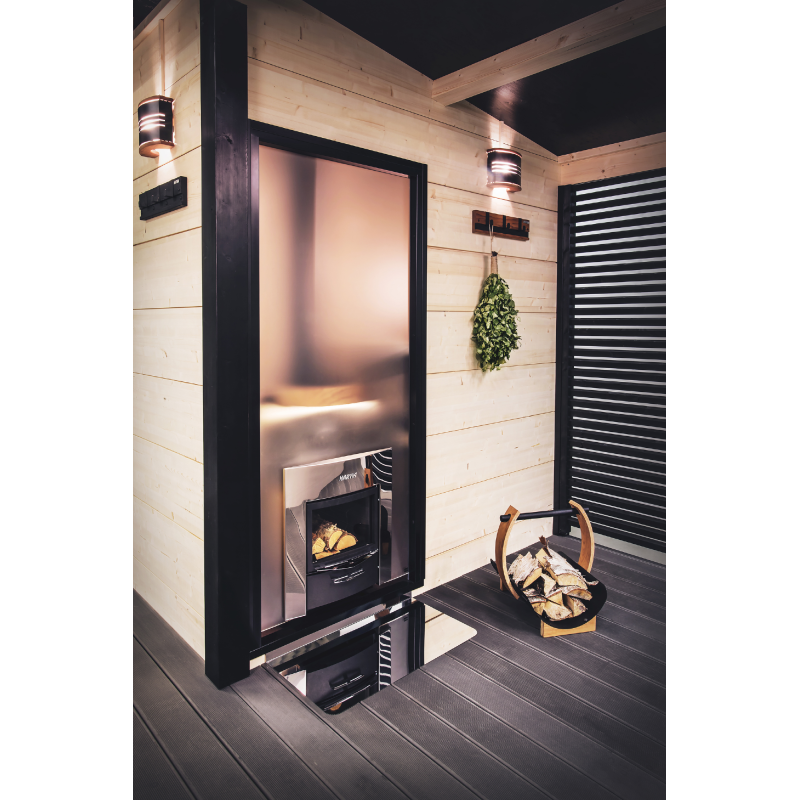 HARVIA Duo stiklinė siena 9 x 21, su rėmu, aliuminis juodas