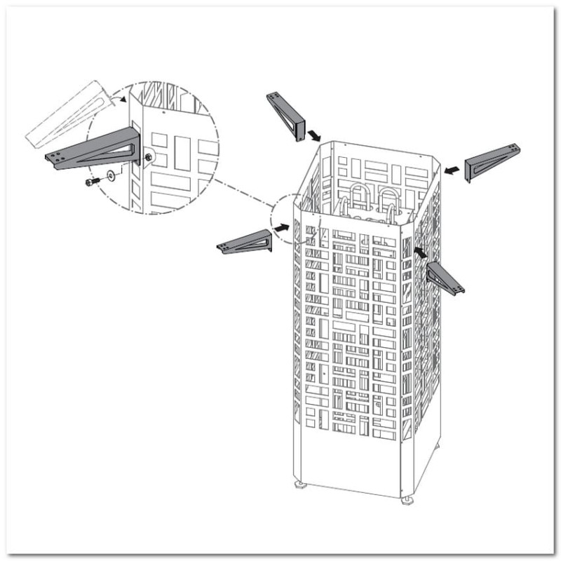 Tvirtinimo laikikliai krosnelės EOS Edge apsauginiam aptvarui