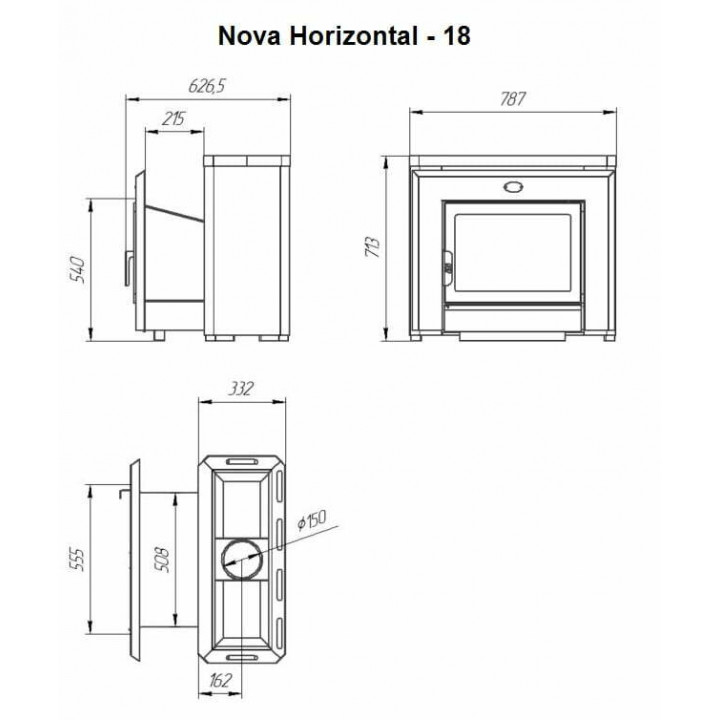 Malkinė pirties krosnelė - NOVA HORIZONTAL 18