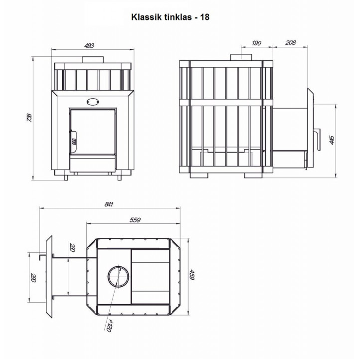 Malkinė pirties krosnelė - NOVA KLASSIK 18 su tinko apdaila, stiklinės durelės