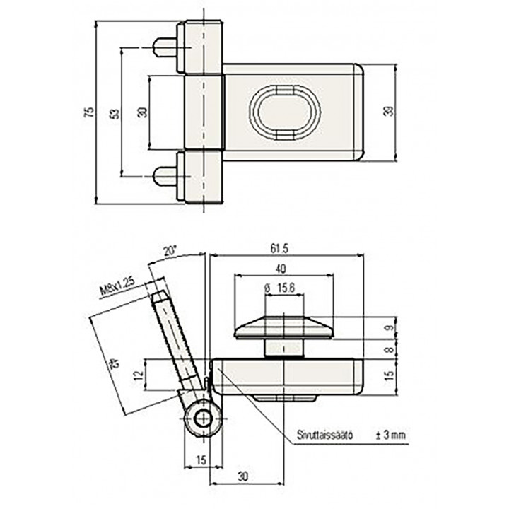 ABLOY durų vyriai garinės pirties durims, pilka, ABLFL75