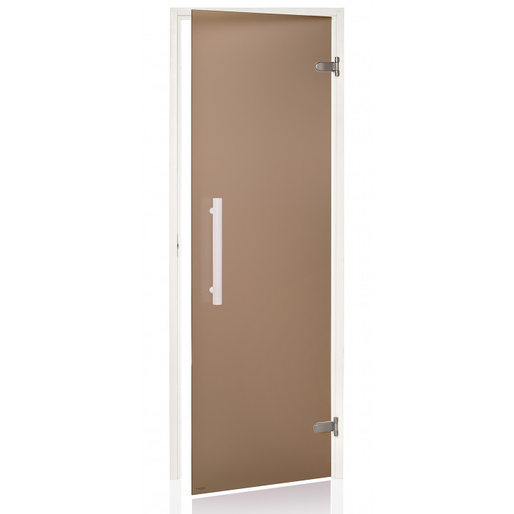 AD stiklinės pirties durys, Baltas rėmas, Matinis stiklas, 70 x 200, Matinė bronzinė
