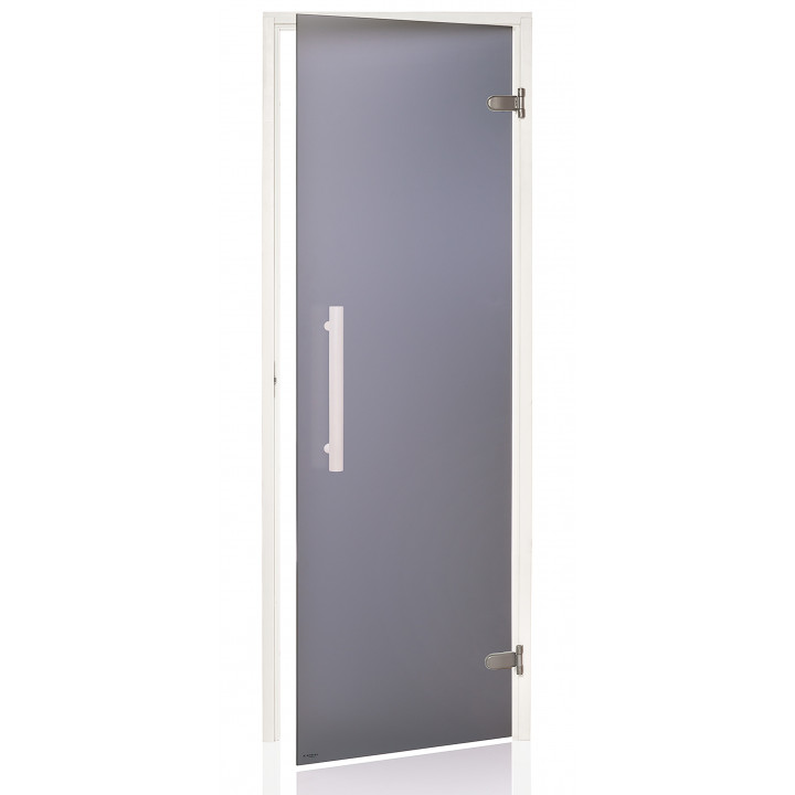 AD stiklinės pirties durys, Baltas rėmas, 80 x 210, Pilka