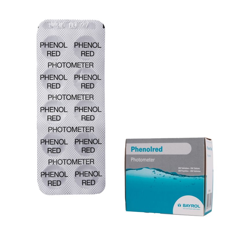 Vandens testavimo tabletės Phenolred fotometrui, pH nustatymui, 10 tablečių Vandens testavimo tabletės Phenolred fotometrui, pH nustatymui, 10 tablečių
