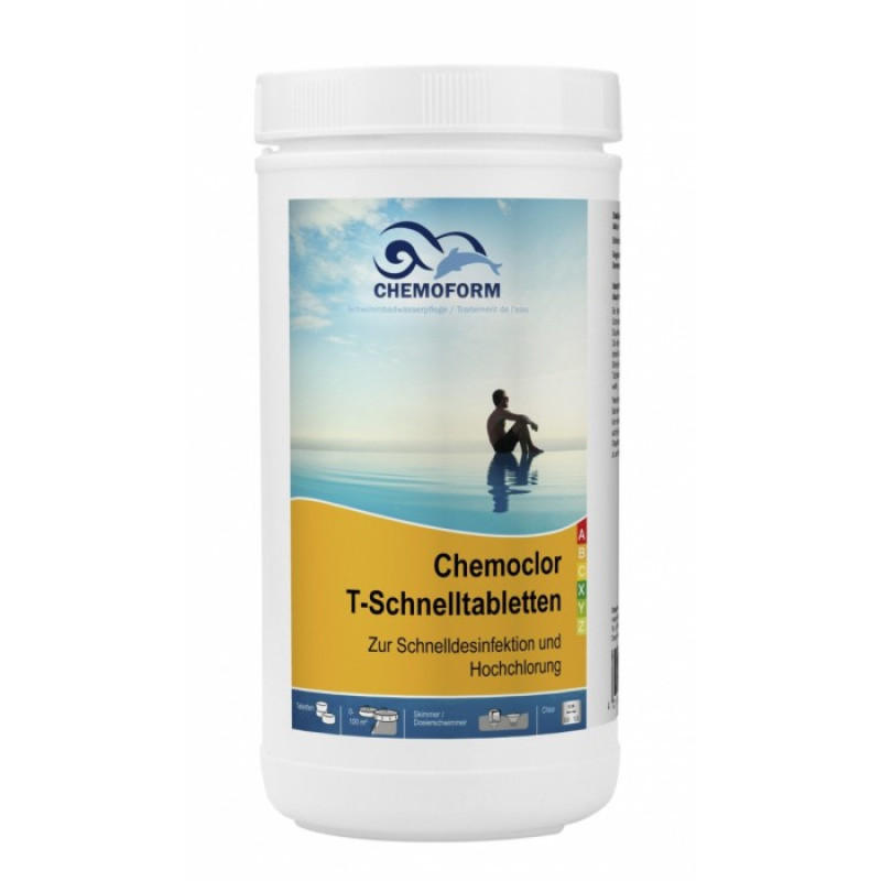 Greito tirpimo chloras CHEMOCLOR T-Tabletės po 20 g, 1 kg Greito tirpimo chloras CHEMOCLOR T-Tabletės po 20 g, 1 kg