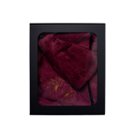 Dovanų rinkinys dovanų dėžutėje JAI. Moteriška pirties kepurė ir prijuostė - BORDO