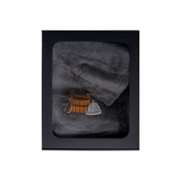 Dovanų rinkinys dovanų dėžutėje JAM. Vyriška pirties kepurė ir prijuostė - PILKA