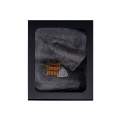Dovanų rinkinys dovanų dėžutėje JAM. Vyriška pirties kepurė ir prijuostė - PILKA 