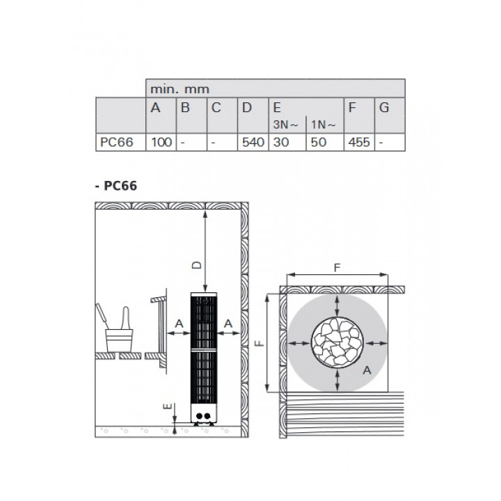 Elektrinė pirties krosnelė - HARVIA Cilindro Black Steel PC66 6,6 kW