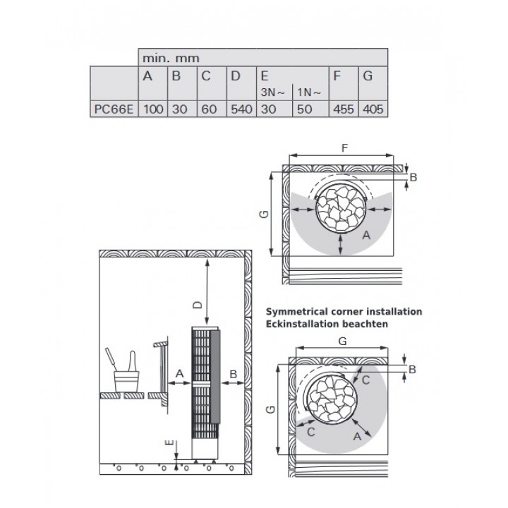 Elektrinė pirties krosnelė - HARVIA Cilindro Black Steel PC66E 6,6 kW