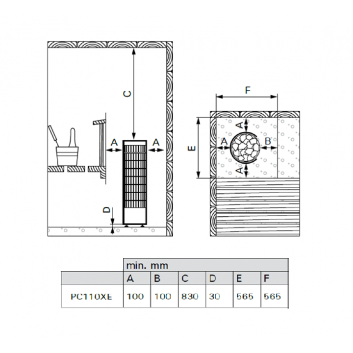 Elektrinė pirties krosnelė - HARVIA Cilindro PC110XE 10,8 kW