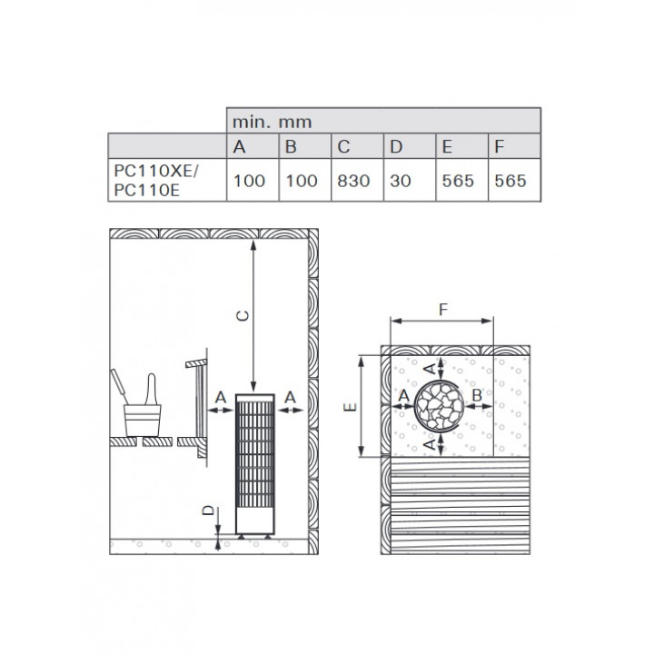 Elektrinė pirties krosnelė - HARVIA Cilindro PC110XE 10,8 kW
