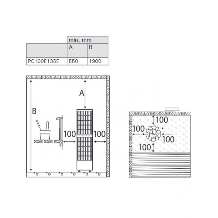 Elektrinė pirties krosnelė - HARVIA Cilindro Pro Black Steel PC100E/135E 10/13,2 kW