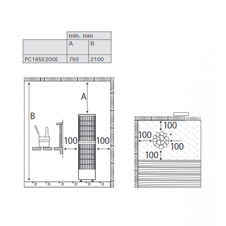 Elektrinė pirties krosnelė - HARVIA Cilindro Pro PC165E/200E 16,6/19,8 kW