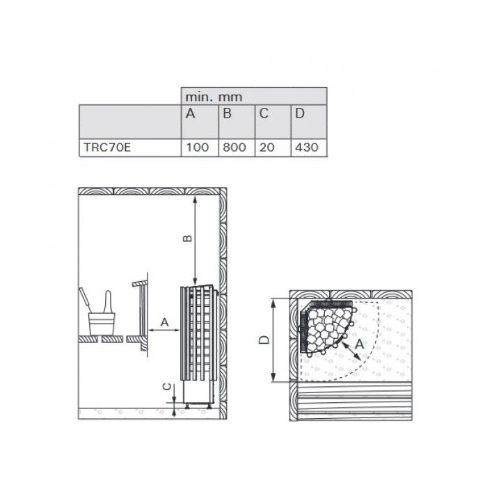 Elektrinė pirties krosnelė - HARVIA Glow Corner TRC70E 6,8 kW