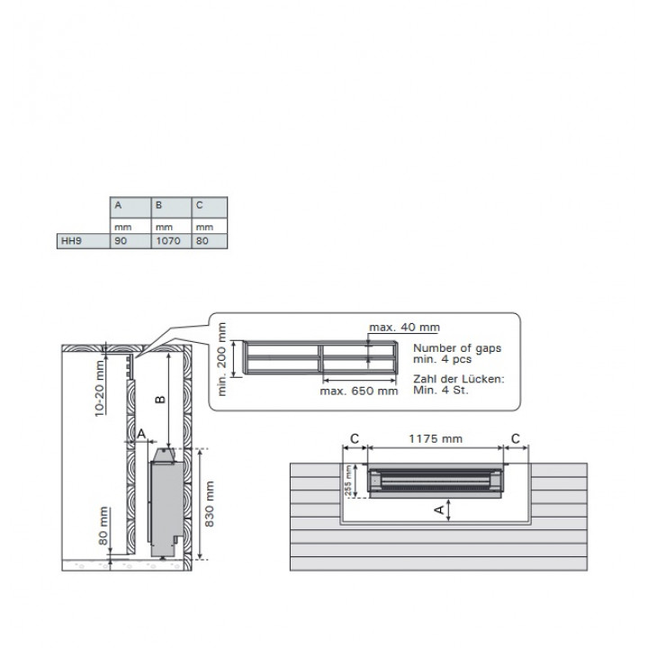 Elektrinė pirties krosnelė - HARVIA Hidden Heater HH9 9,0 kW