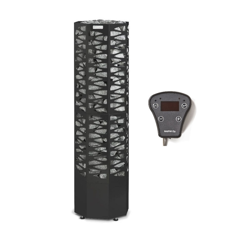 Elektrinė pirties krosnelė - NARVI SMOOTH 10.5 kW, juoda