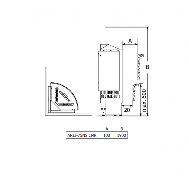 Elektrinė pirties krosnelė – SAWOTEC Ari Corner 7,5 kW, be valdymo pulto