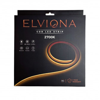 Elviona COB LED juosta pirčiai, 2700 K, 5 m