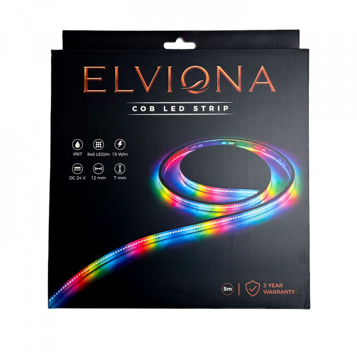 Elviona COB LED juosta pirčiai,  RGB, 5 m