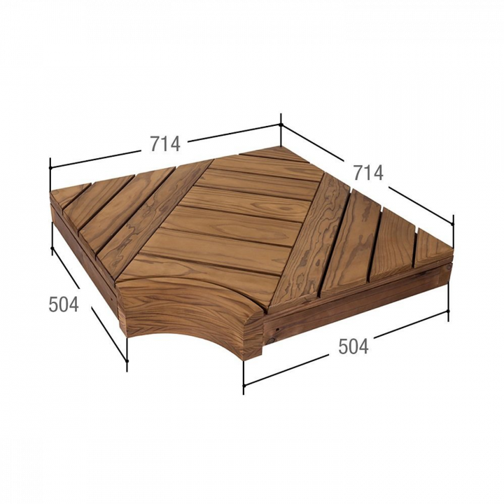 Kampinis gulto elementas moduliniams pirties gultams, pušies mediena 504x504 mm