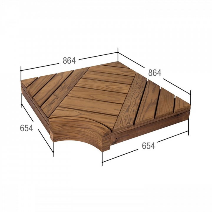 Kampinis gulto elementas moduliniams pirties gultams, pušies mediena 654x654 mm