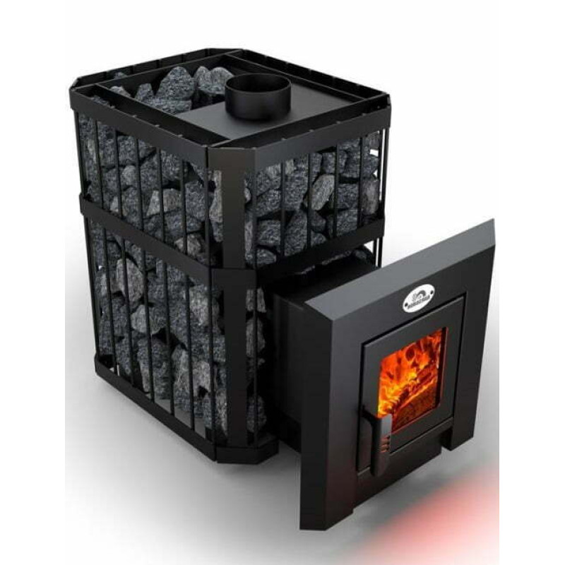 Malkinė pirties krosnelė - NOVA KLASSIK 18 su tinko apdaila, stiklinės durelės