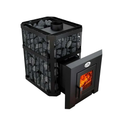 Malkinė pirties krosnelė - NOVA KLASSIK 12 su tinko apdaila, stiklinės durelės 