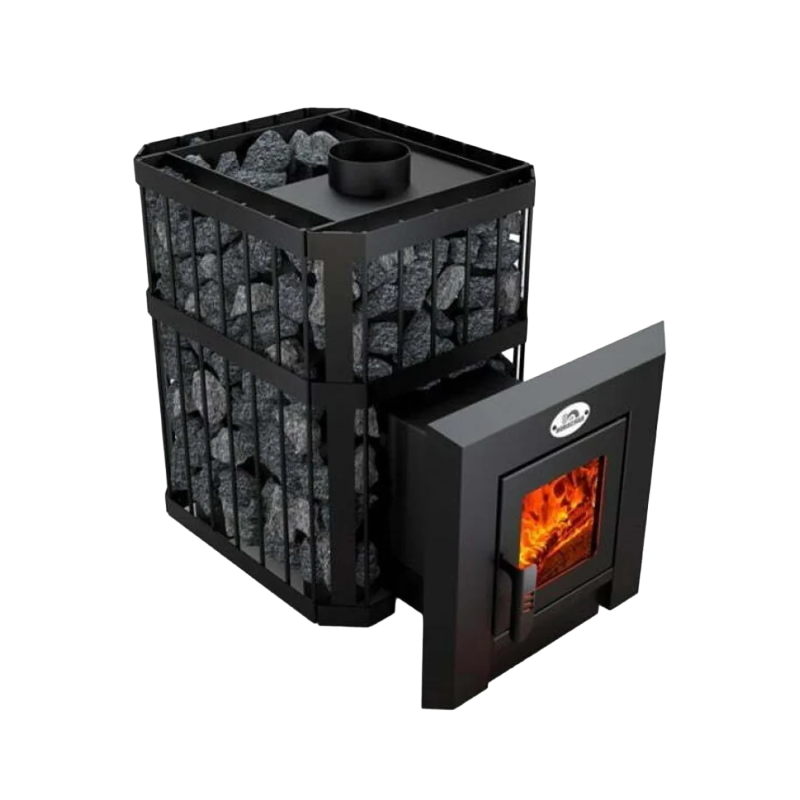 Malkinė pirties krosnelė - NOVA KLASSIK 26 su tinko apdaila, stiklinės durelės