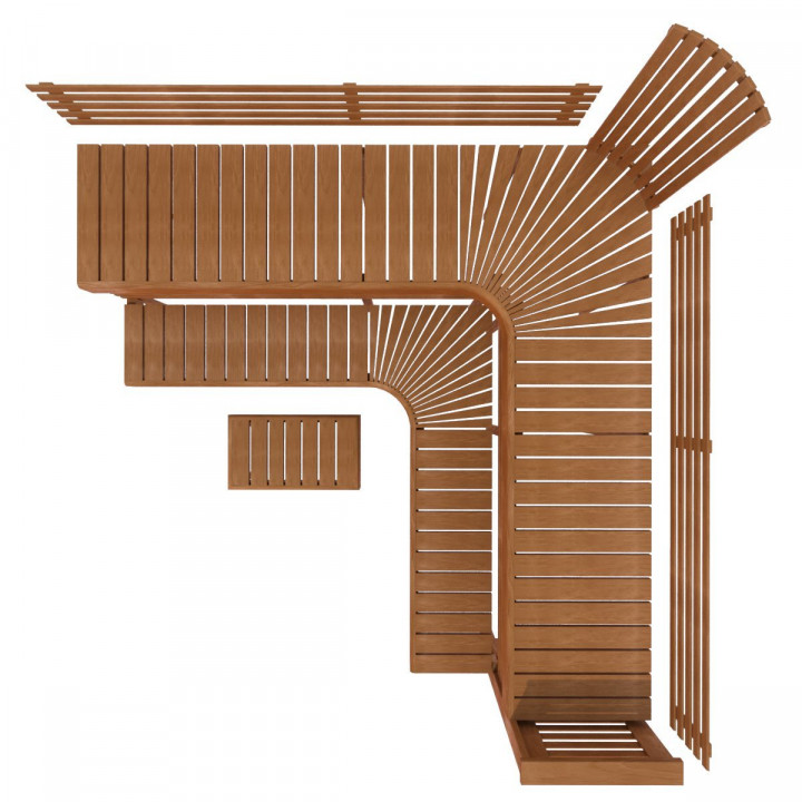 Modulinis pirties gultas PREMIUM, Termo-drebulės mediena 2400 x 2490 mm