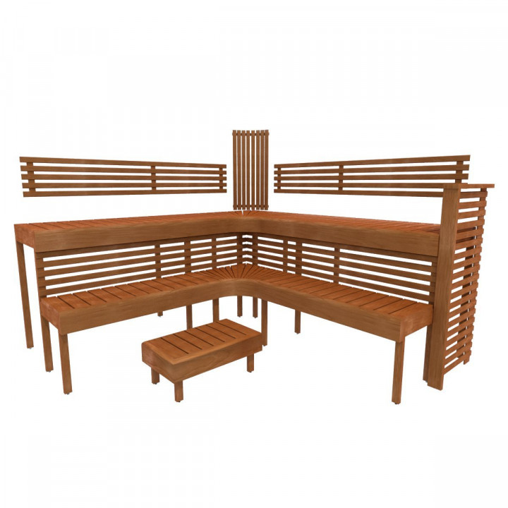 Modulinis pirties gultas PREMIUM, Termo-drebulės mediena 2400 x 2490 mm