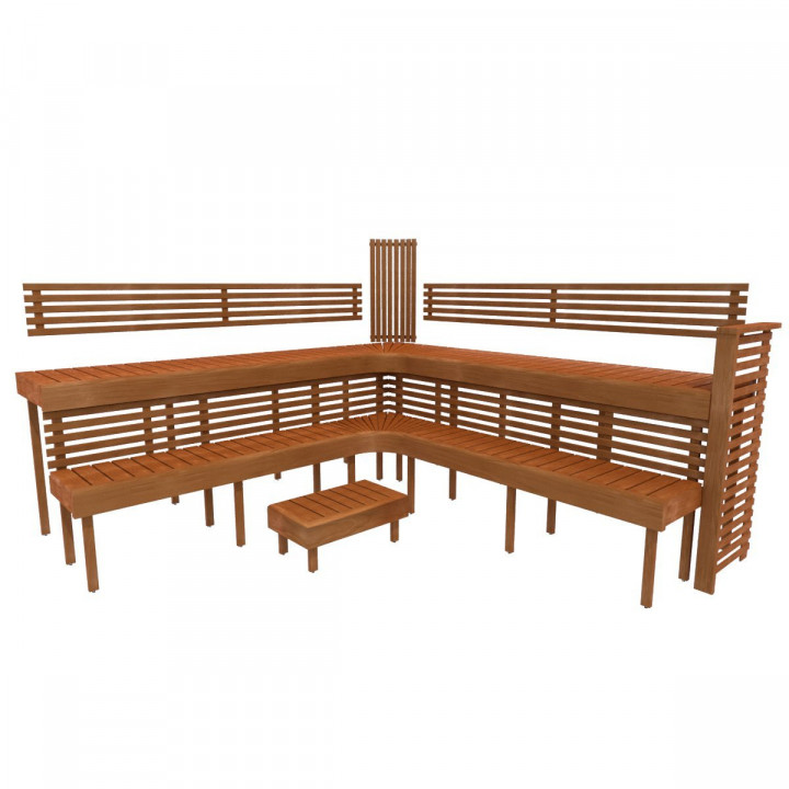 Modulinis pirties gultas PREMIUM, Termo-drebulės mediena 2900 x 2990 mm