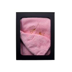 Dovanų rinkinys dovanų dėžutėje JAI. Moteriška pirties kepurė ir prijuostė - ROŽINĖ 