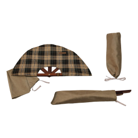 Pirties vėduoklė, tamsios languotos medžiagos 