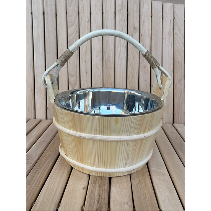 Pušinis kibiriukas su nerūdijančio plieno įdėklu, 5 l
