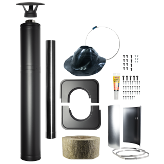 Plieninio apšiltinto kamino komplektas - HARVIA, juodas