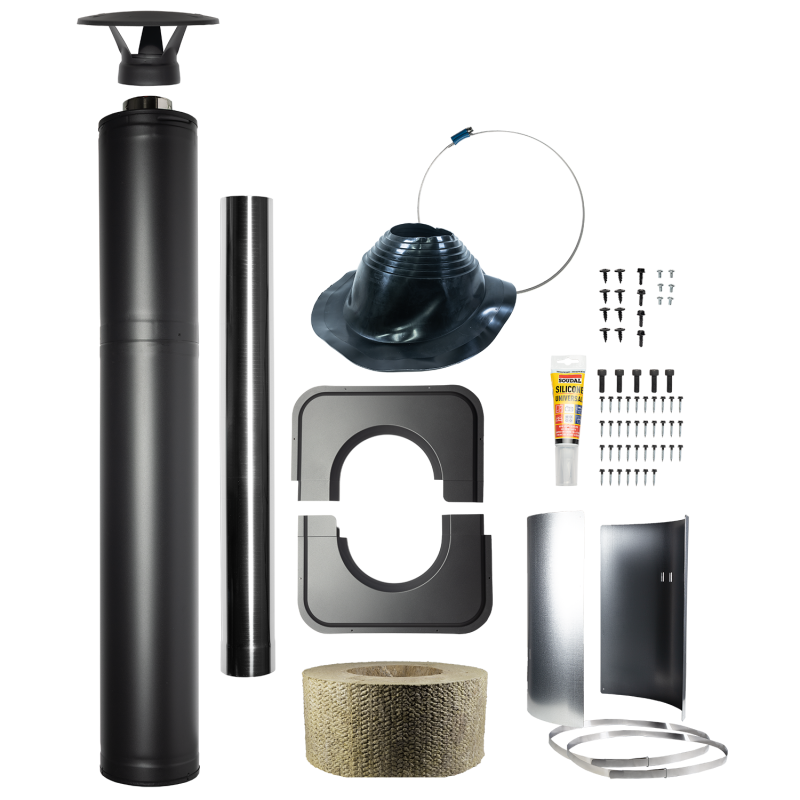 Plieninio apšiltinto kamino komplektas - HARVIA, juodas