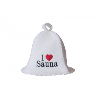 Pirties kepurė - I love sauna, balta