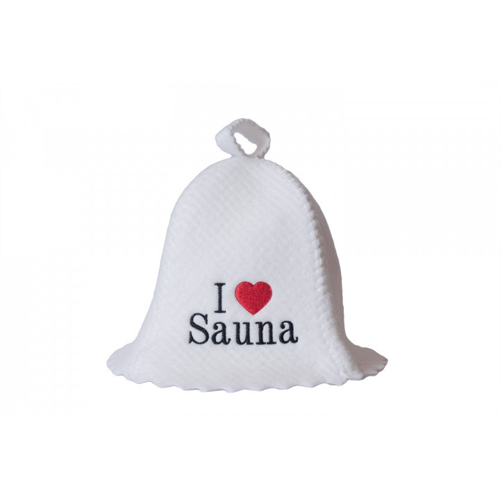 Pirties kepurė - I love sauna, balta