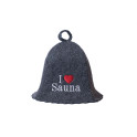 Pirties kepurė - I love sauna, pilka - 0 Pirties kepurė - I love sauna, pilka - 0