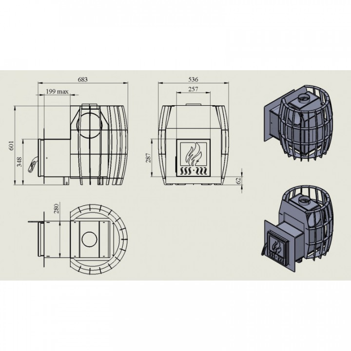 Malkinė pirties krosnis - TEPLODAR ETNA Barrel 12