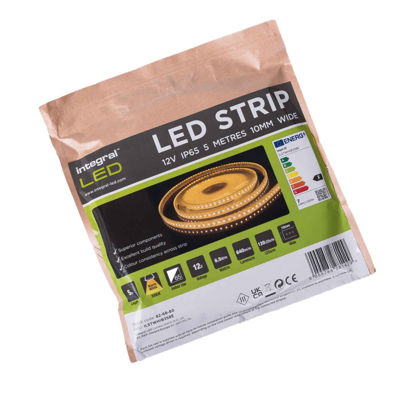 Šiltos baltos spalvos apšvietimas LED 12V