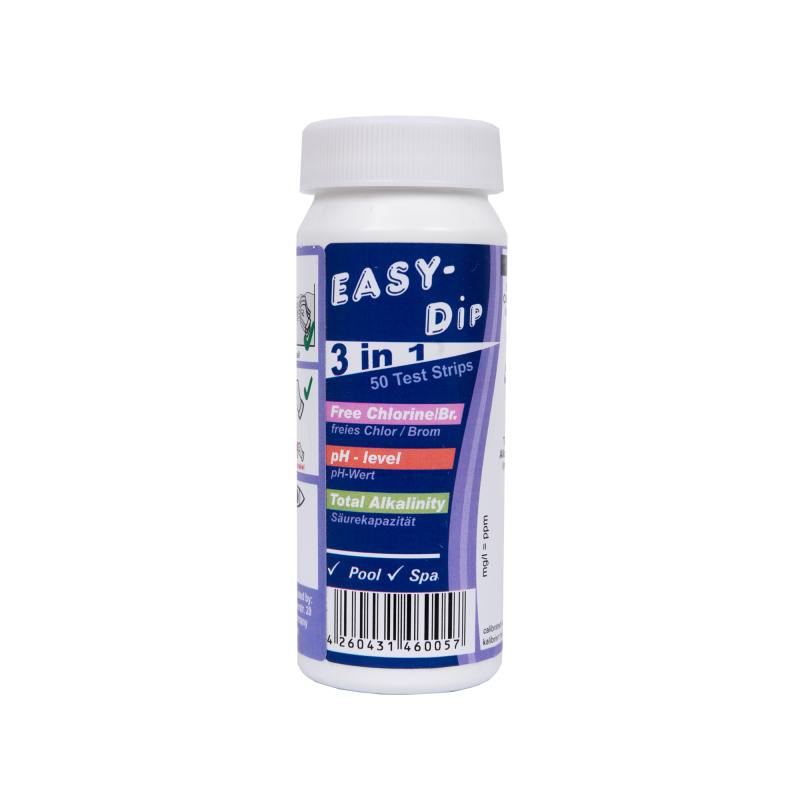 Vandens testavimo juostelės Easy-Dip 3 in 1, PH/CL/BR/Šarmingumui tirti